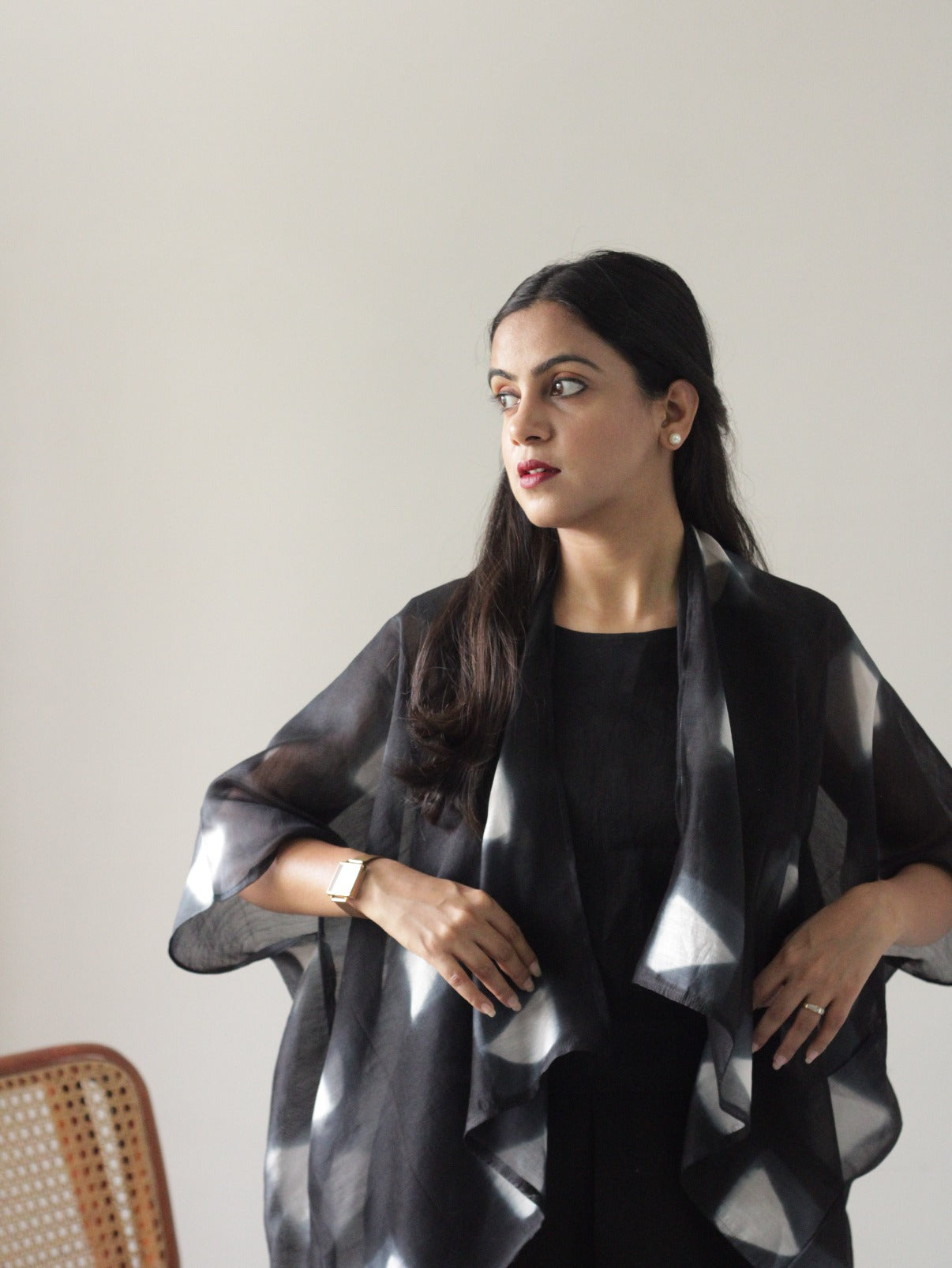 Black Chanderi Three Piece Set