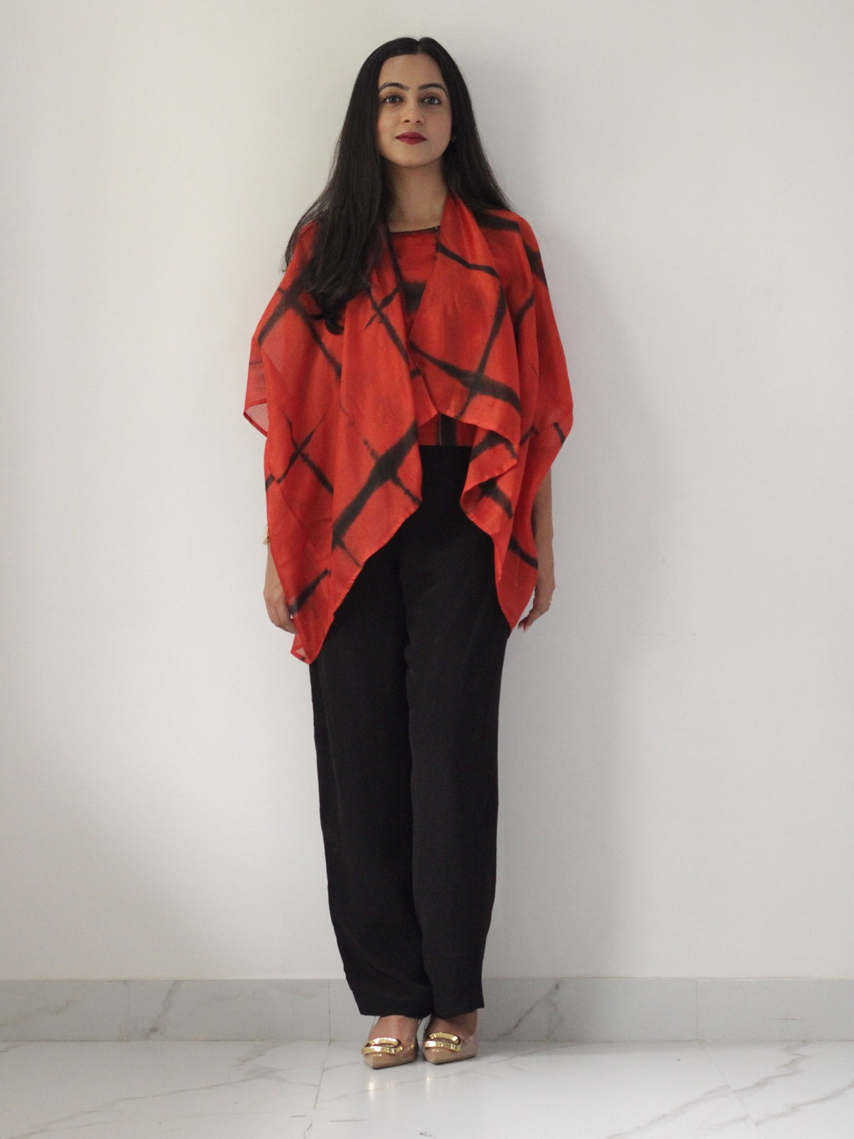 Red Chanderi Three Piece Set