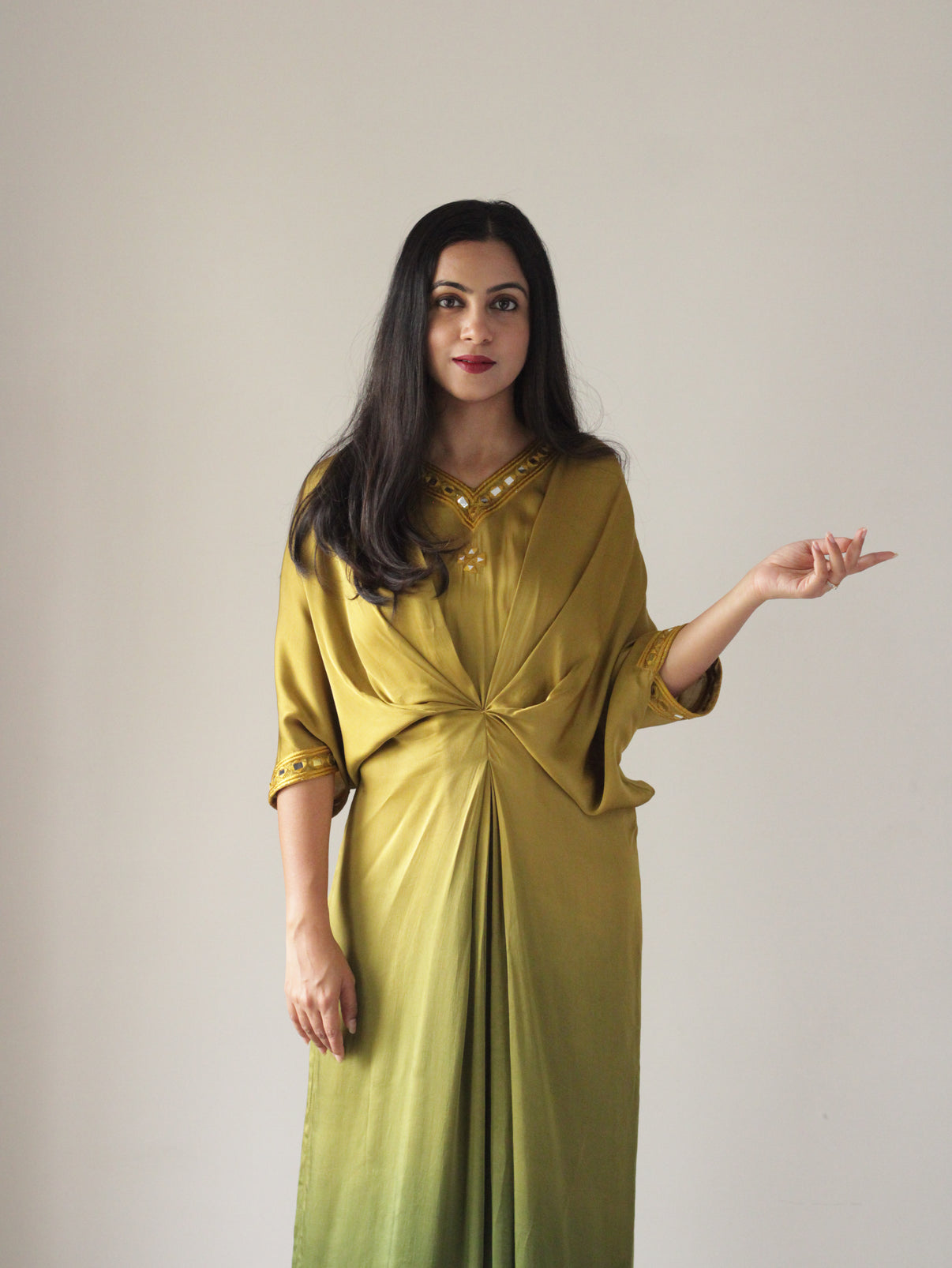 Green Ombre Cocktail Kaftan Gown