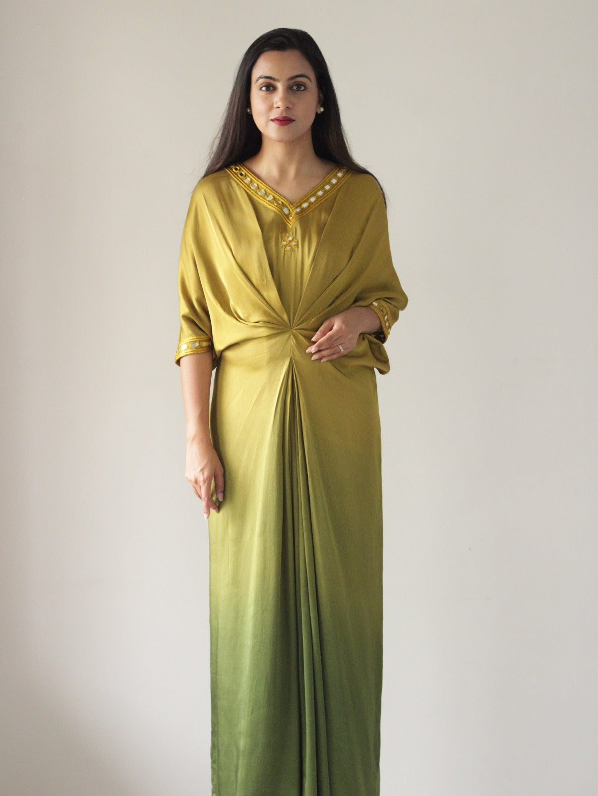 Green Ombre Cocktail Kaftan Gown