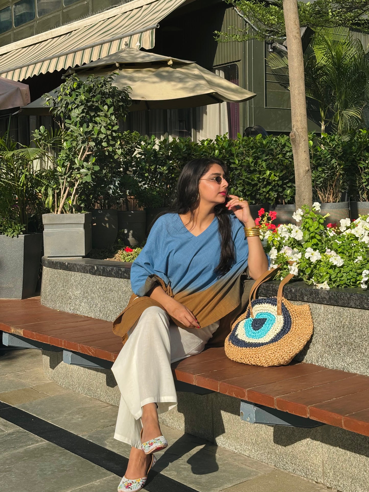 Ombre Linen Poncho Top