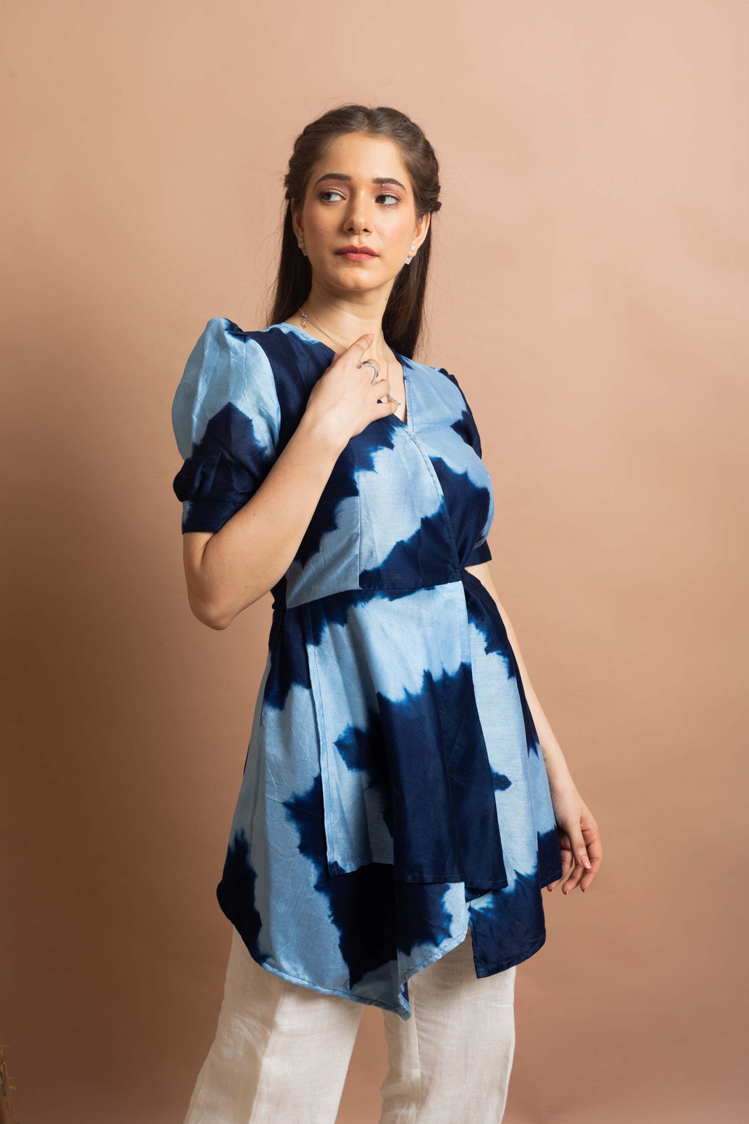 Blue Wrap Top - Tie & Dye