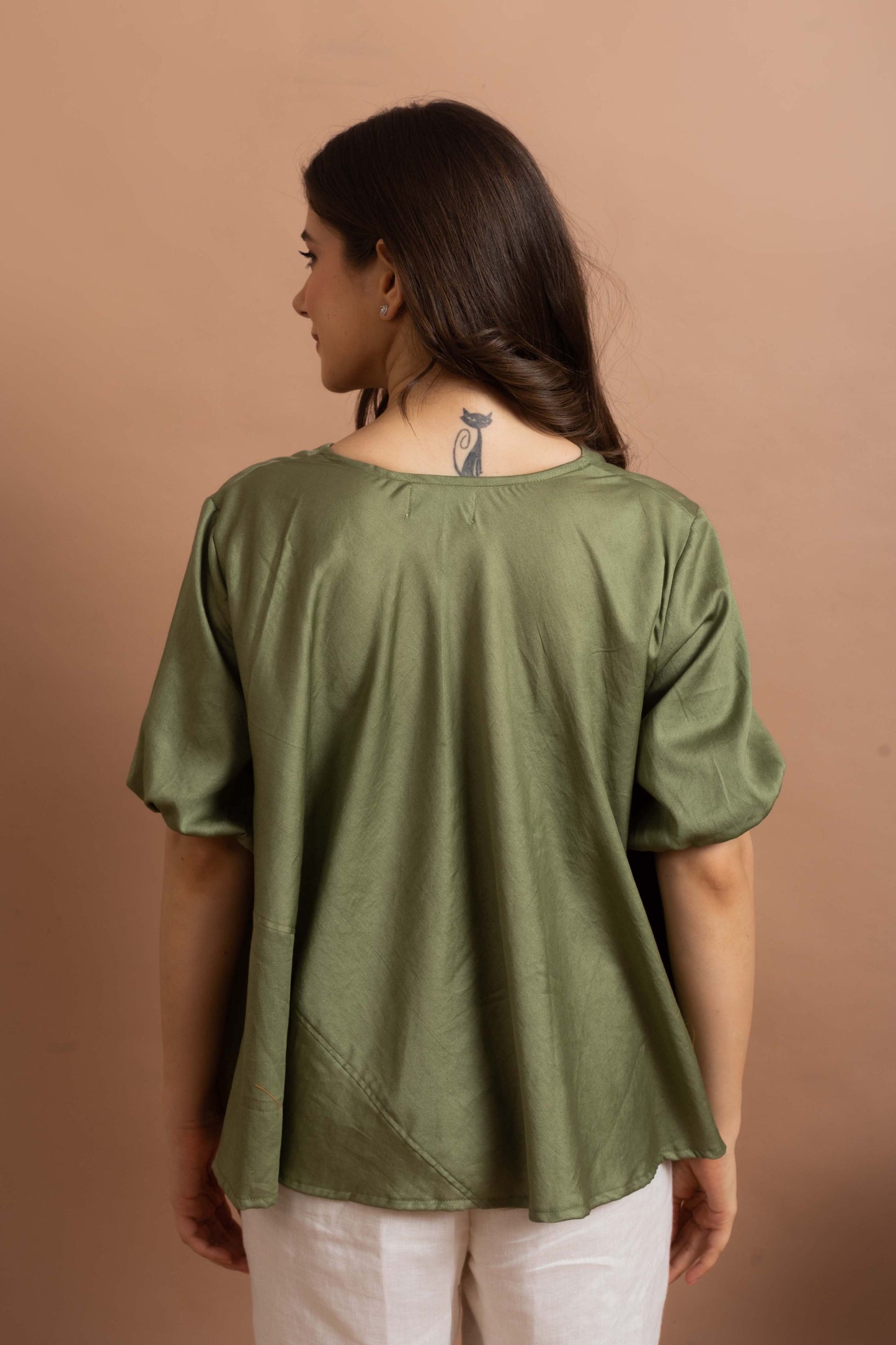 Olive Flared Top
