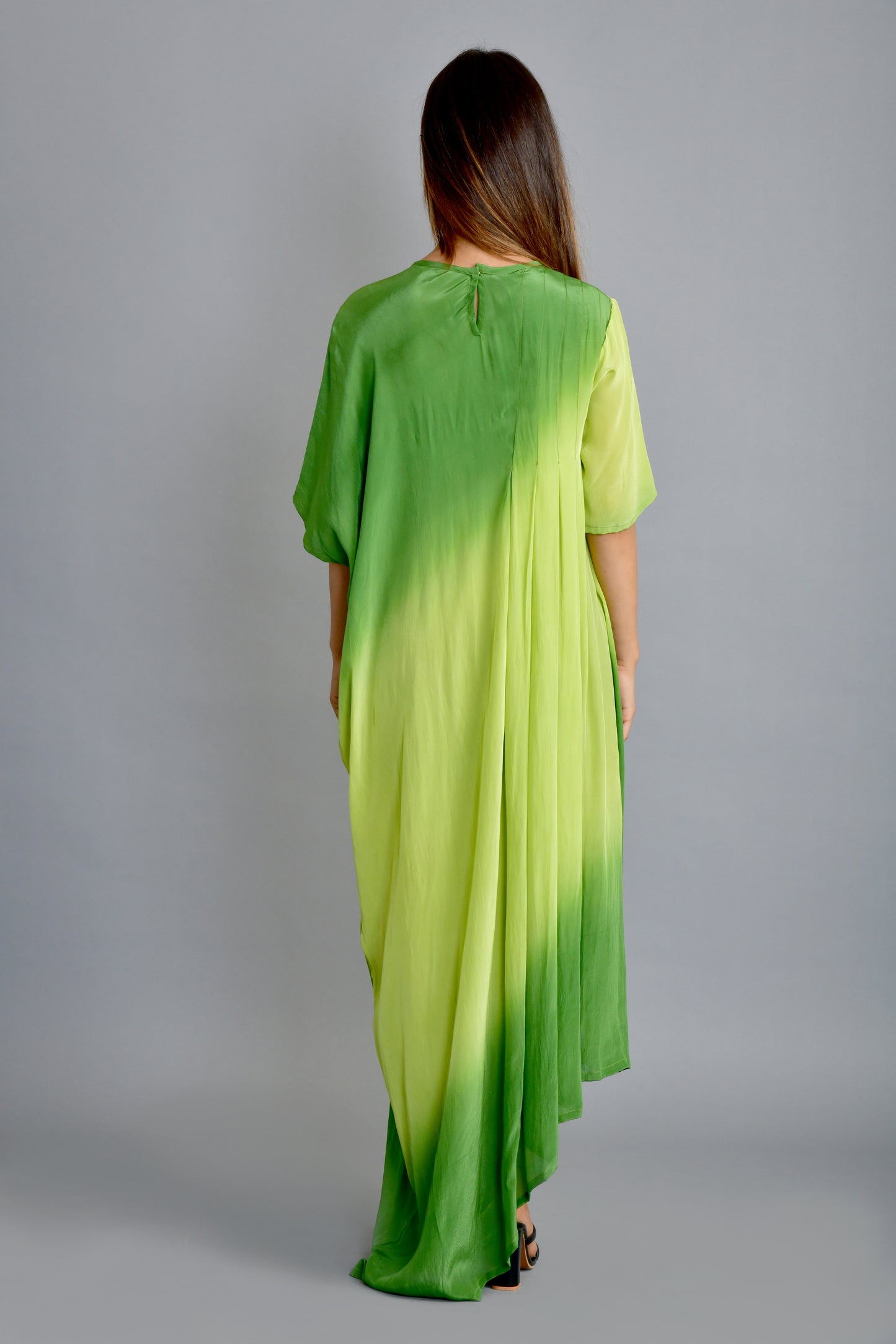 Ombre Asymmetric Cocktail Dress-Green