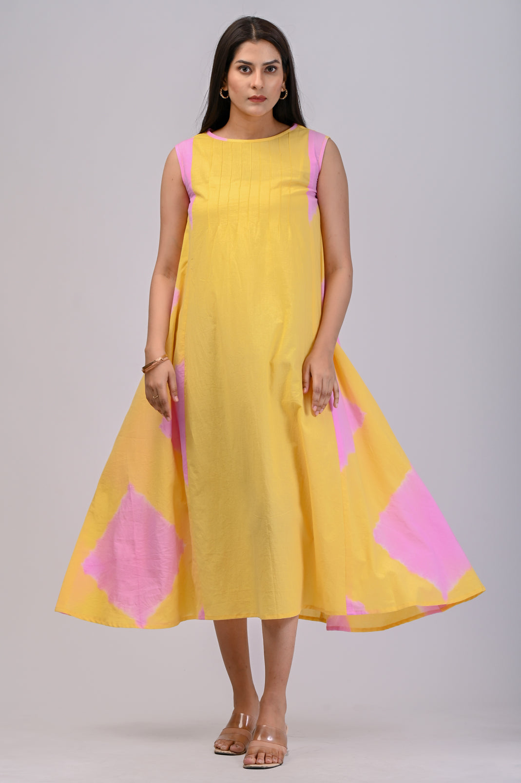 Yellow & Pink Tie Dye Summer Midi
