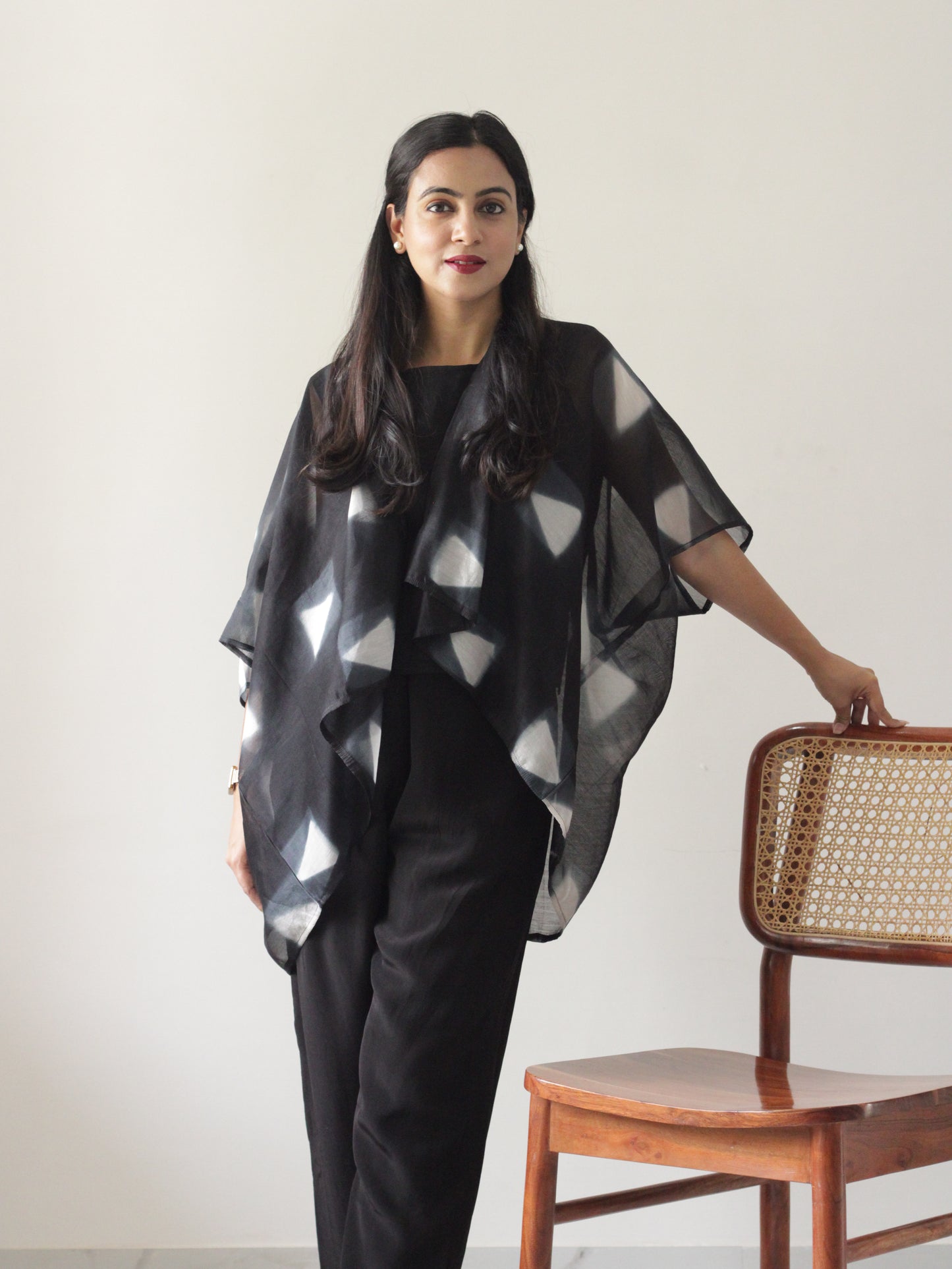 Black Chanderi Three Piece Set