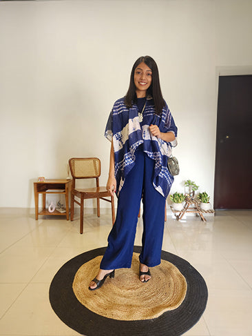 Indigo Chanderi Three Piece Set