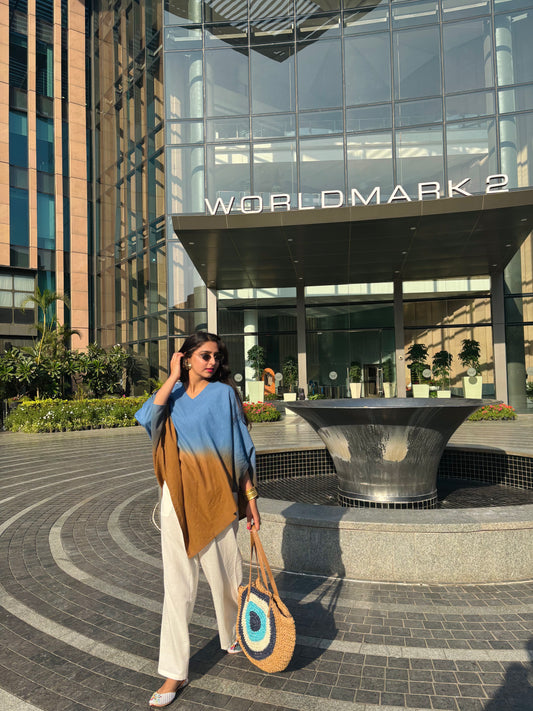 Ombre Linen Poncho Top