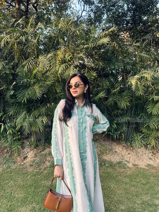 Shibori shirt dress