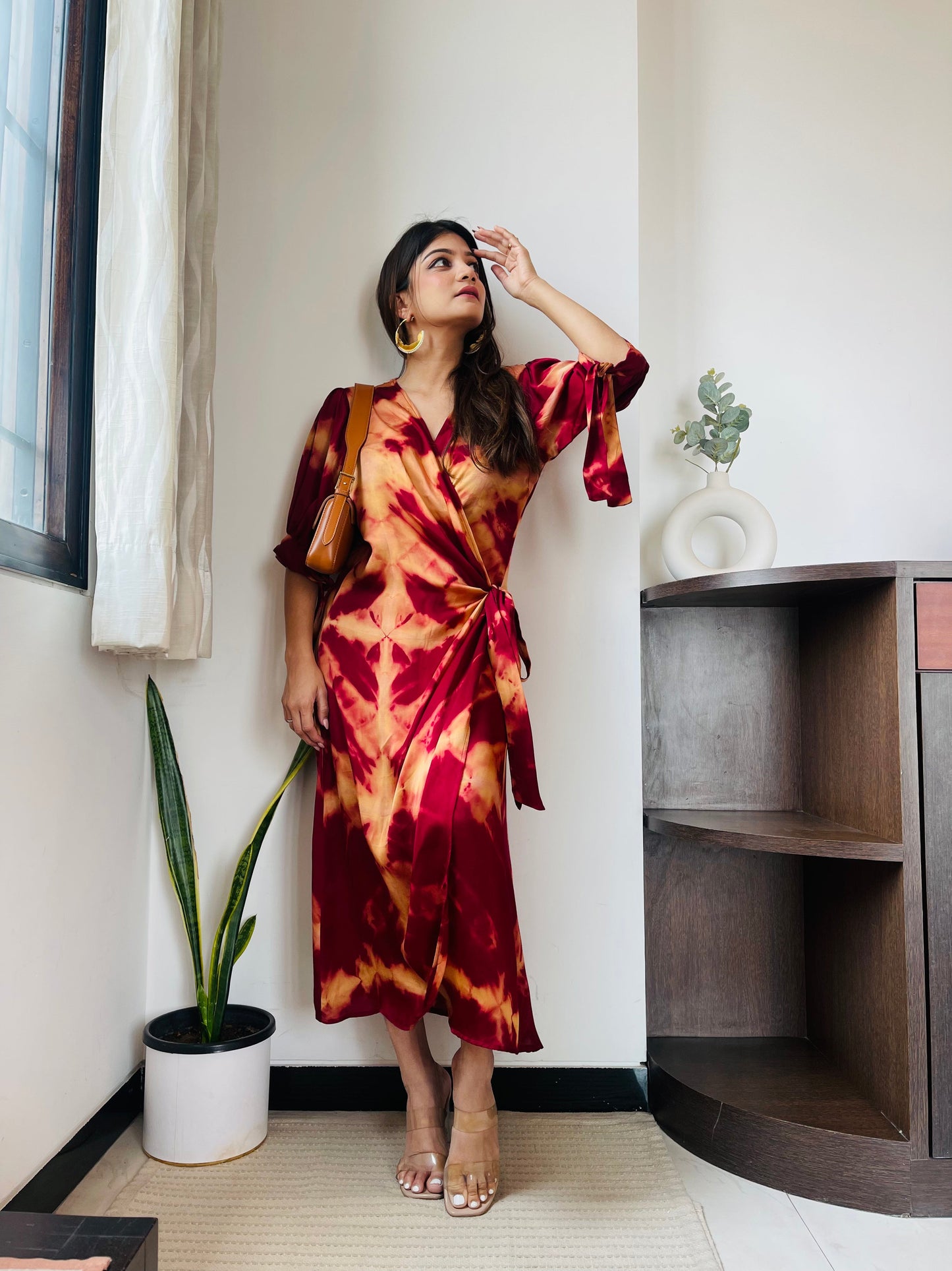 Diya Ajmera In Golden Hour Wrap dress