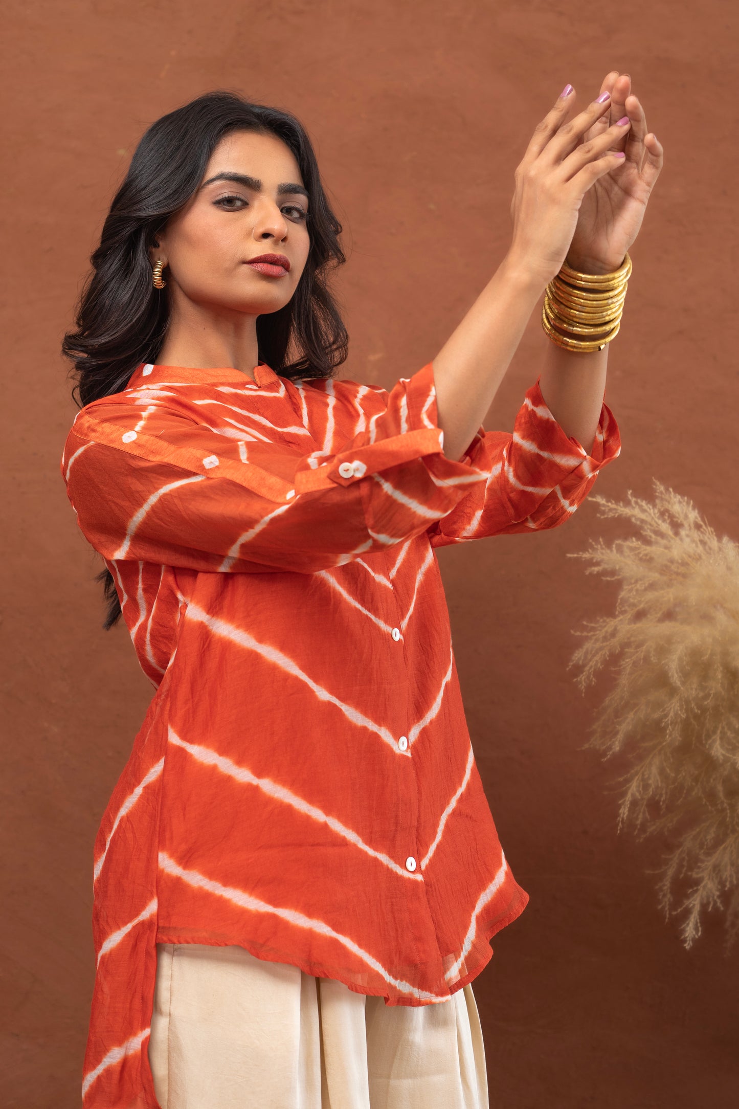 lehriya top festive top rust colour top semi occasional top party top top for women casual tops semi-formal top