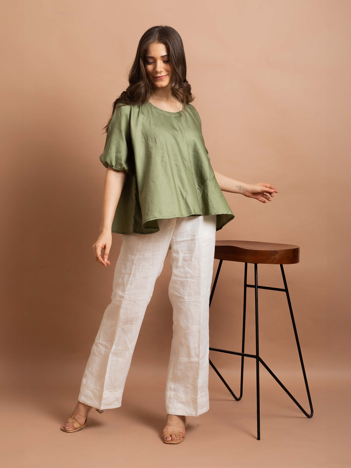 Olive Flared Top
