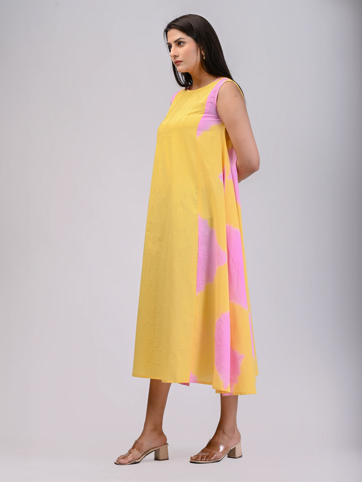 Yellow & Pink Tie Dye Summer Midi