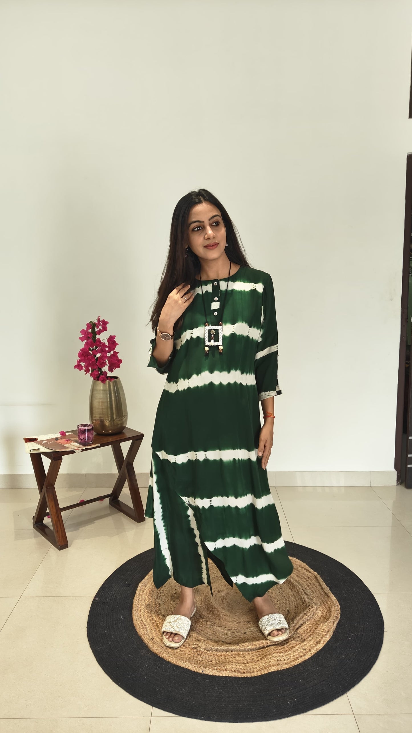 Emerald shibori asymmetric midi