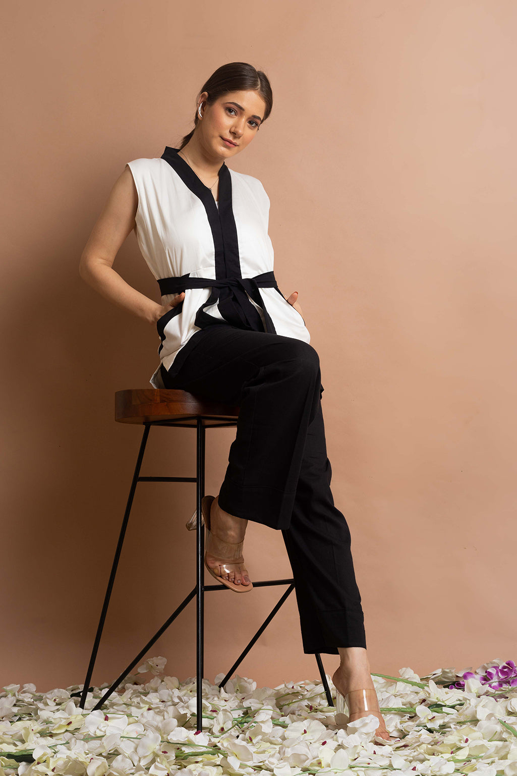 Black Cotton Linen Pants