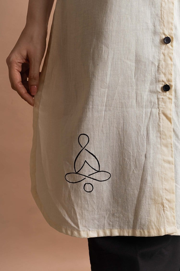 White and Black Yoga Motif Shirt