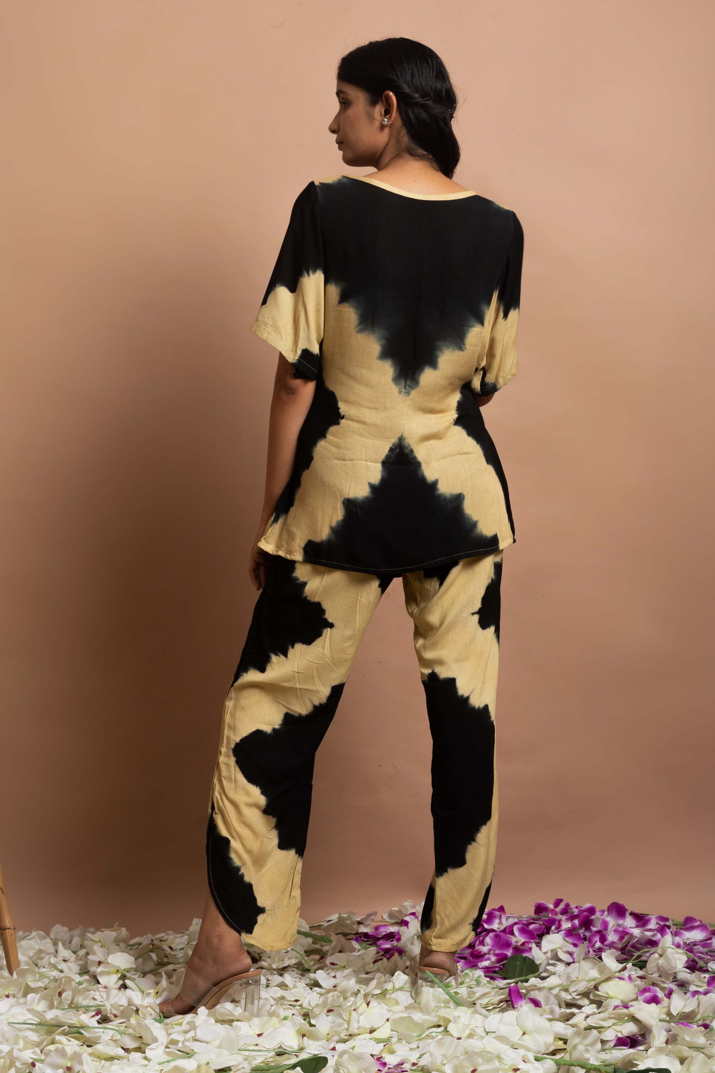 Black and Beige Tie and Dye Co-ord Set