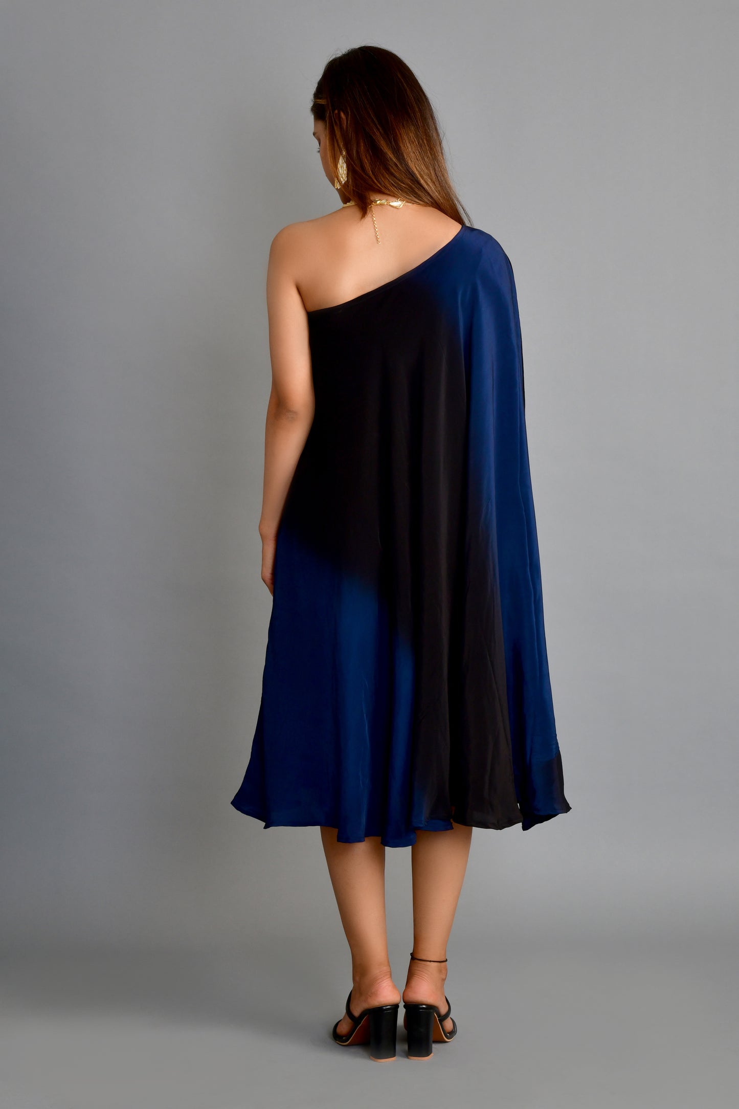 Blue Ombre One Shoulder Dress
