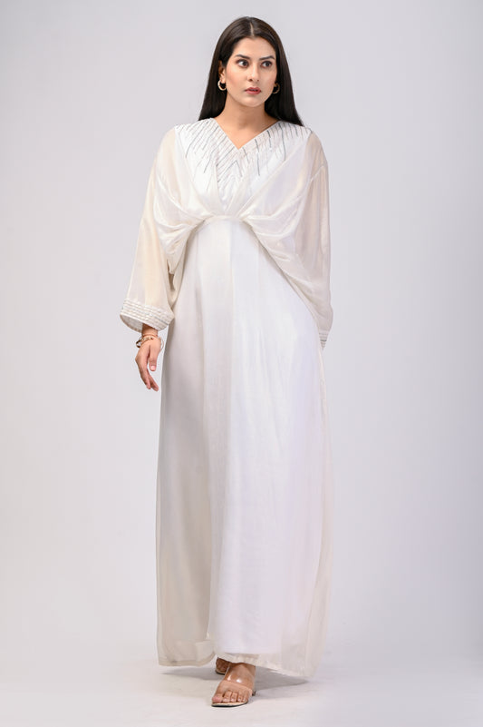 kaftan gown, kaftan dress, party wear dress, cocktail gown, party dress, white gown, white dress