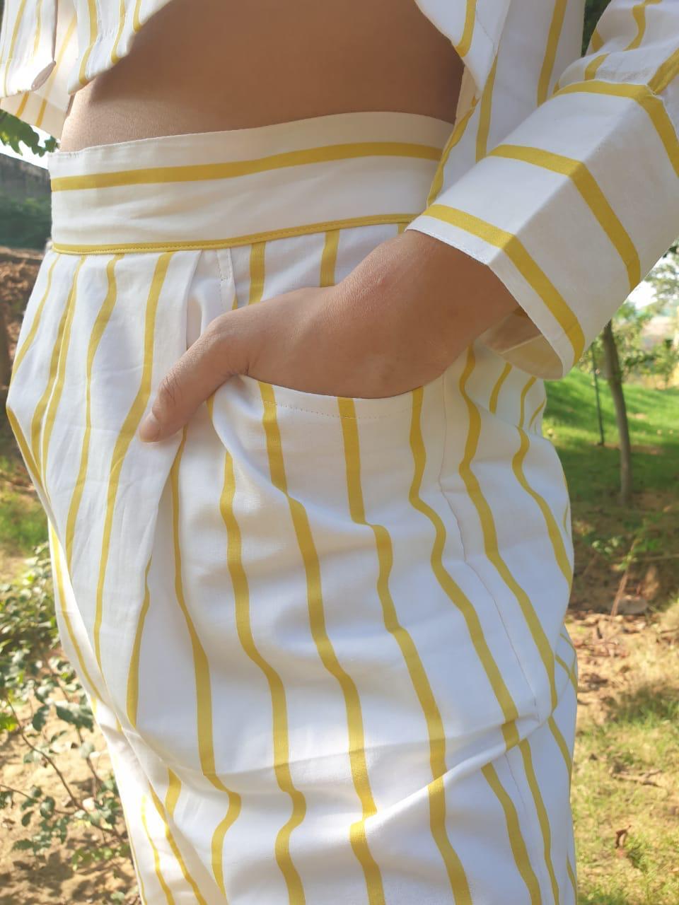 Yellow Striped Crop Top