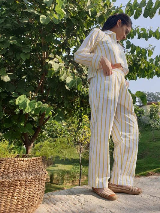Yellow Striped Parallel Pants