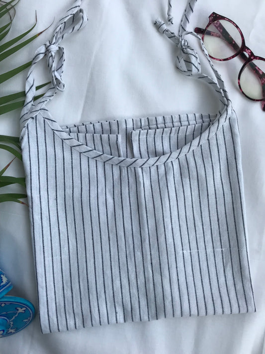 White & Black Stripes Spaghetti Top