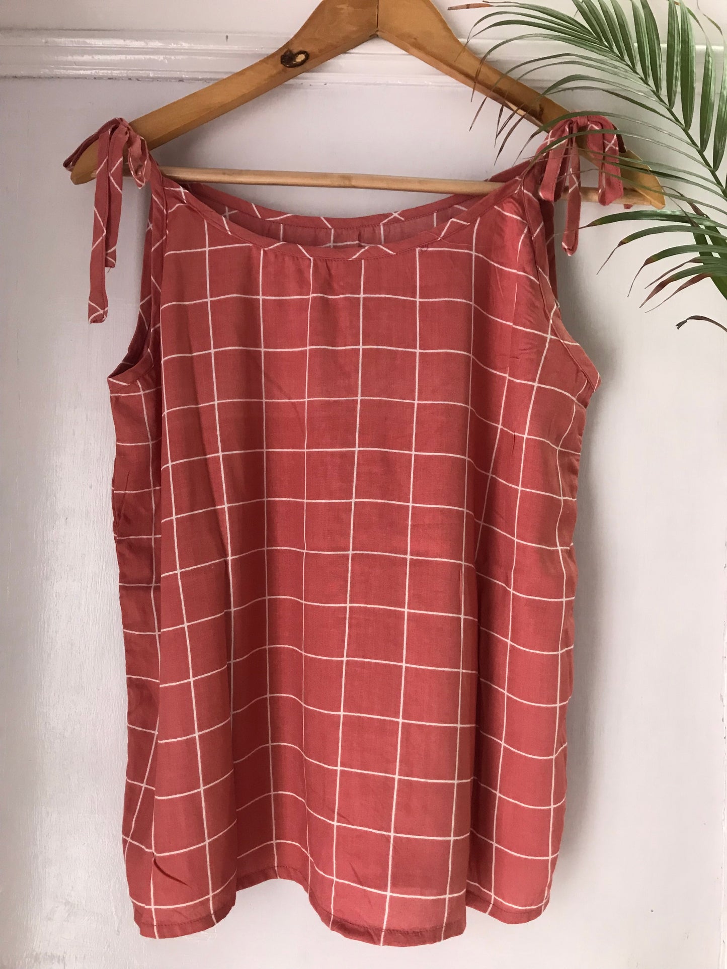 Pink Checks Spaghetti Top