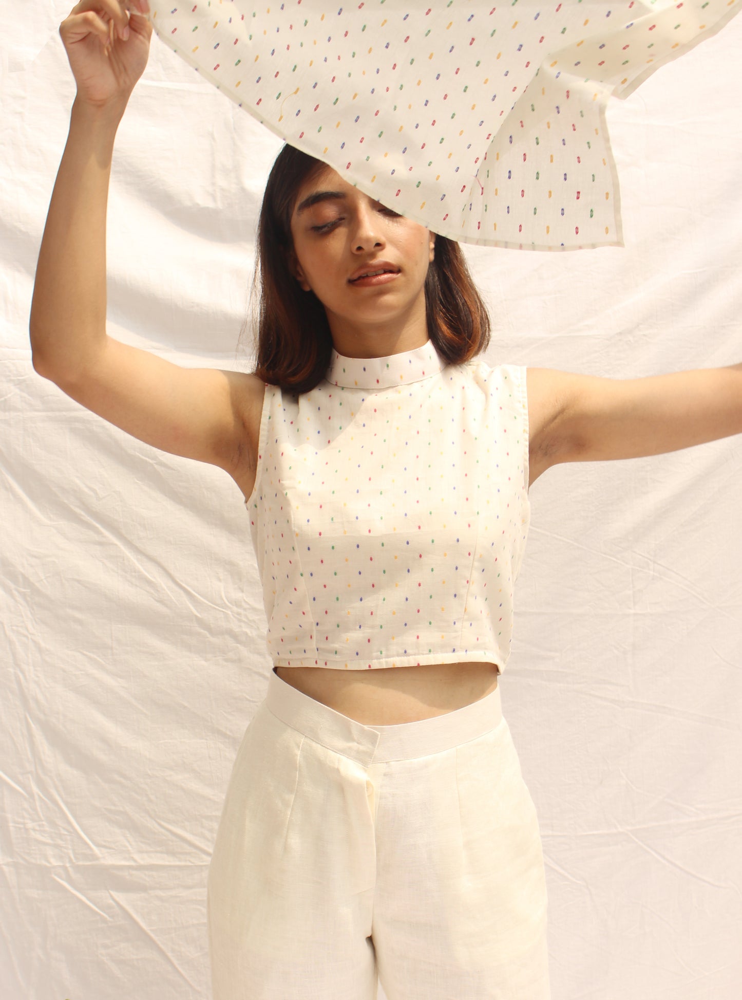 Multi-dots printed crop top