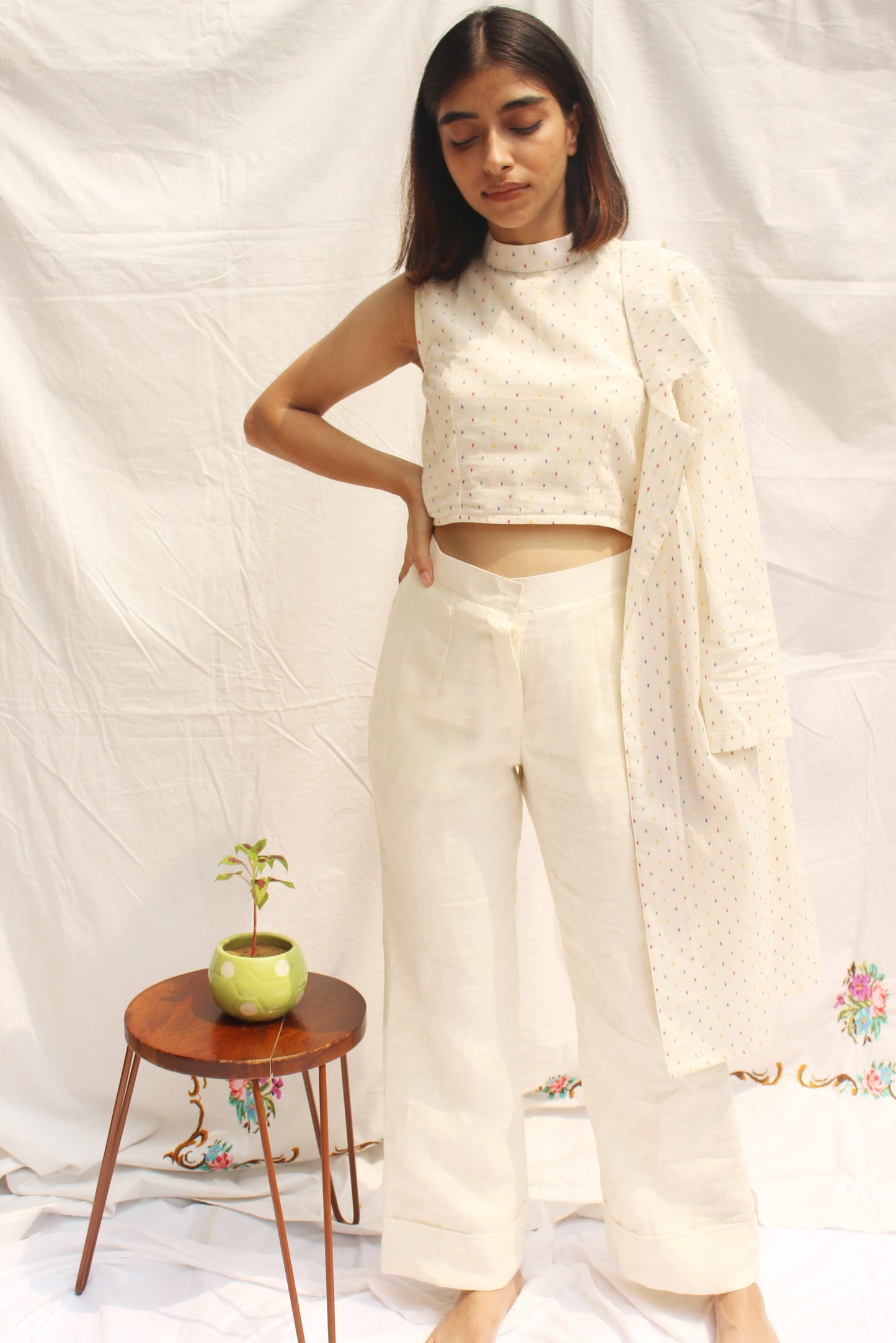 White Cotton Linen Pants