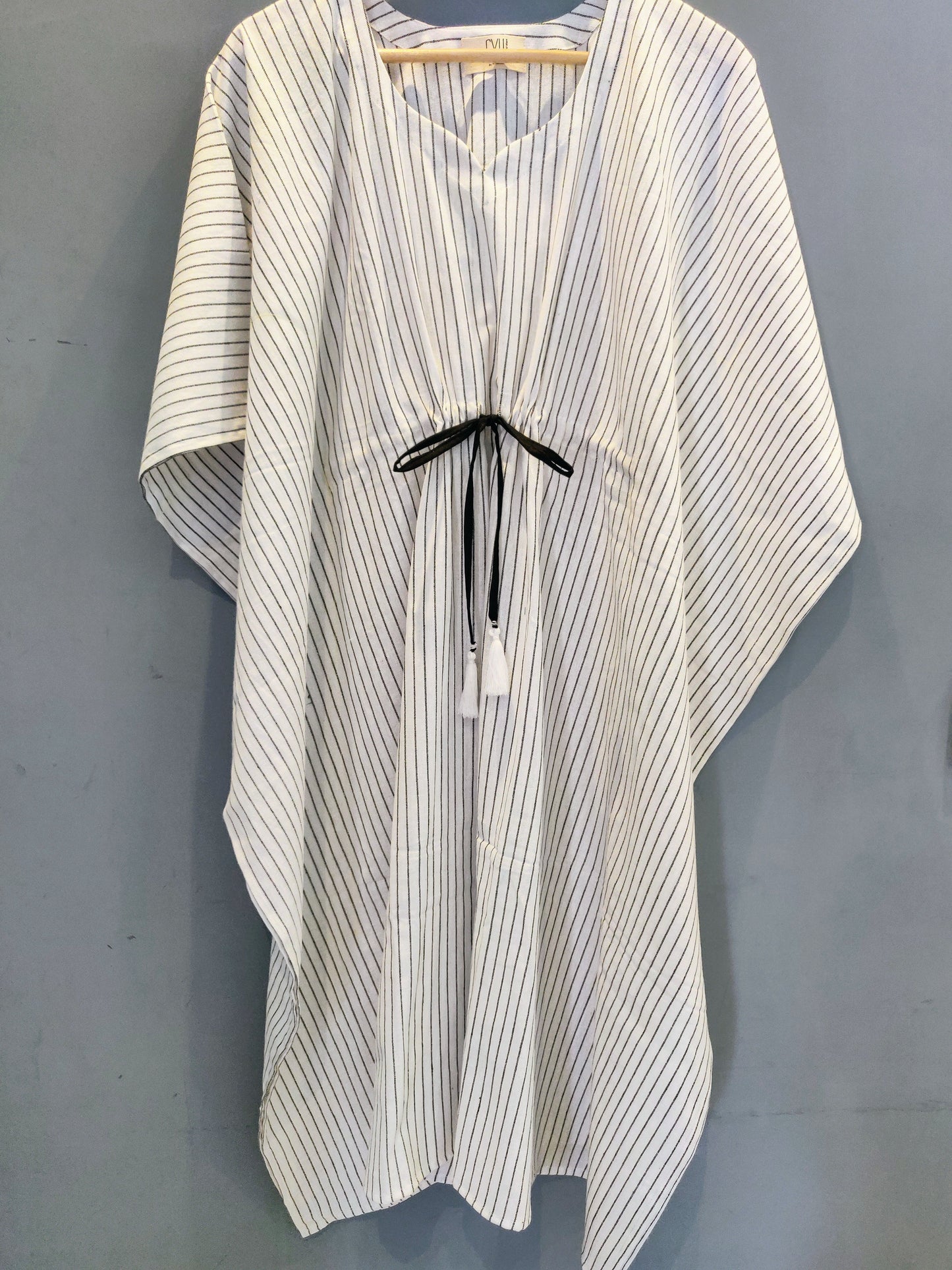 White and Black Stripes Kaftan