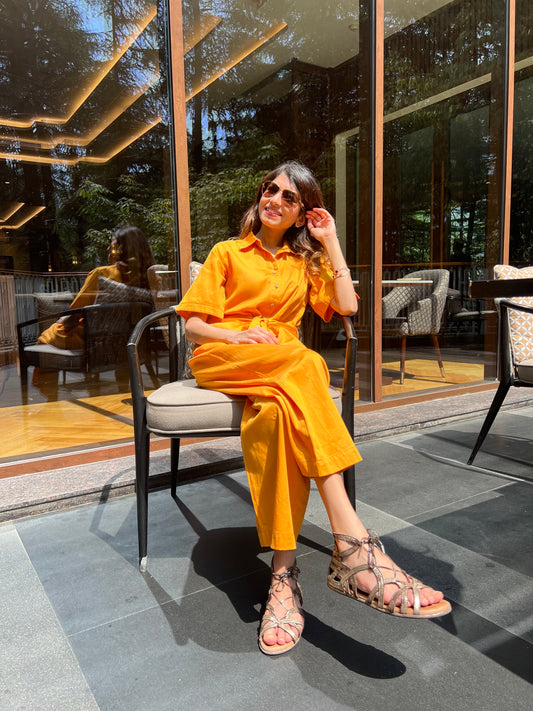 Swati Bhargava in Marigold Jumpsuit