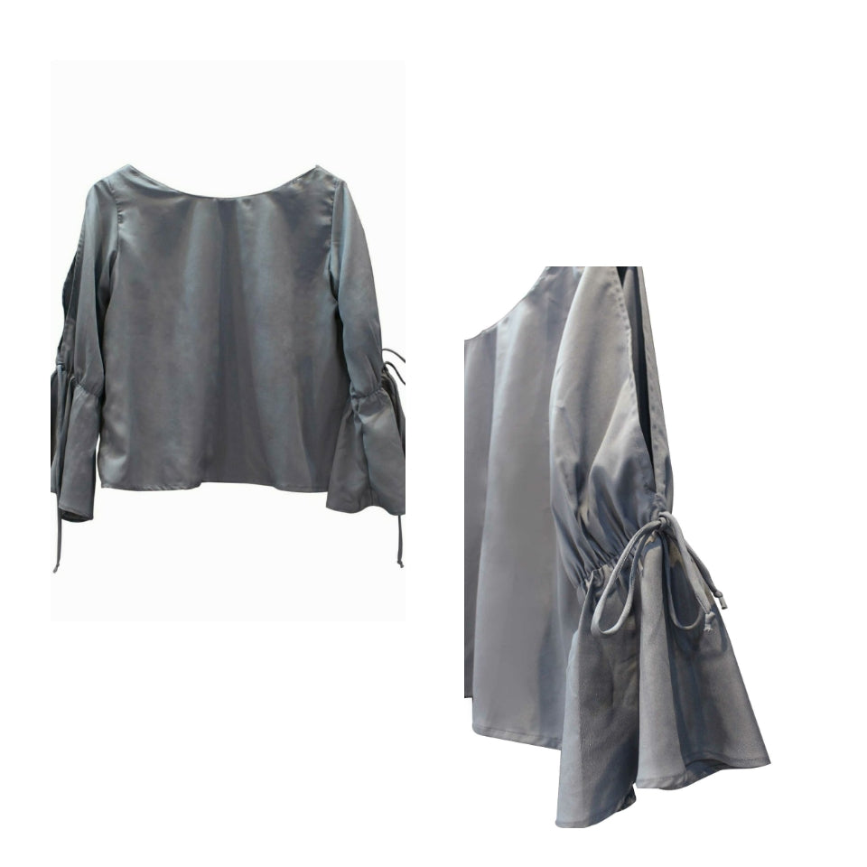 Grey Balloon Frill Top