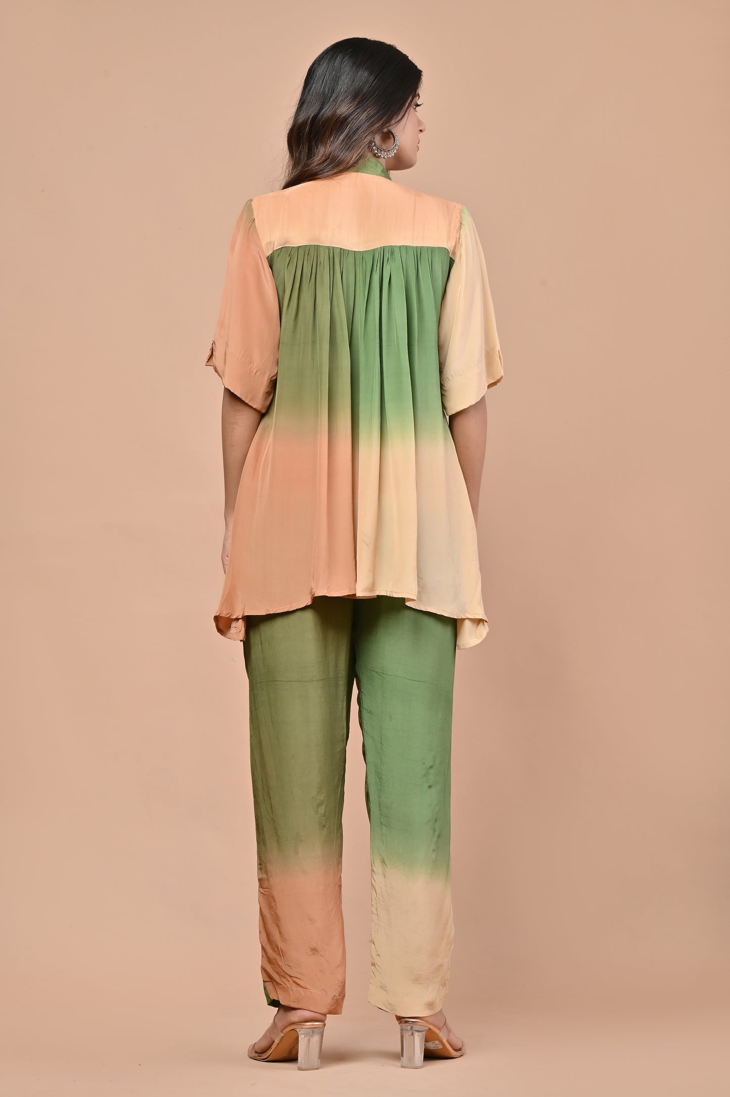 Beige & Pista Green Ombre Co-ord set