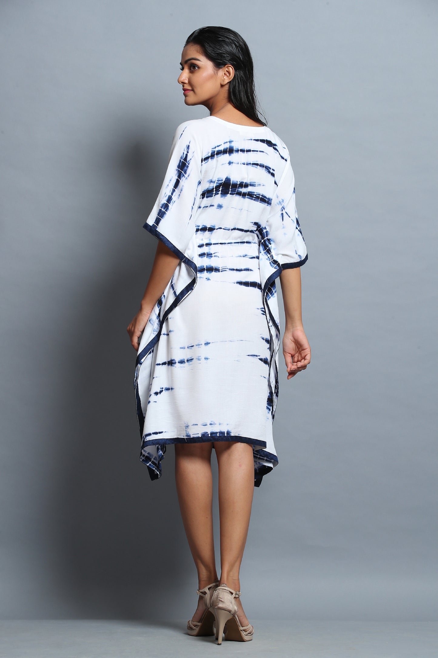 White & Blue Shibori Kaftan