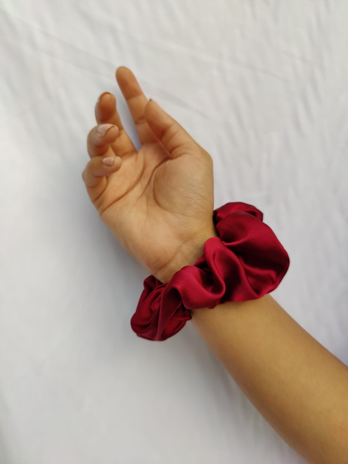 Maroon Satin Scrunchies